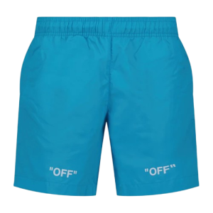 off white blue swim shorts