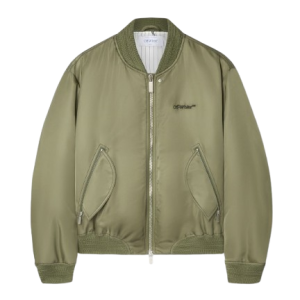 military- green -nylon bomber